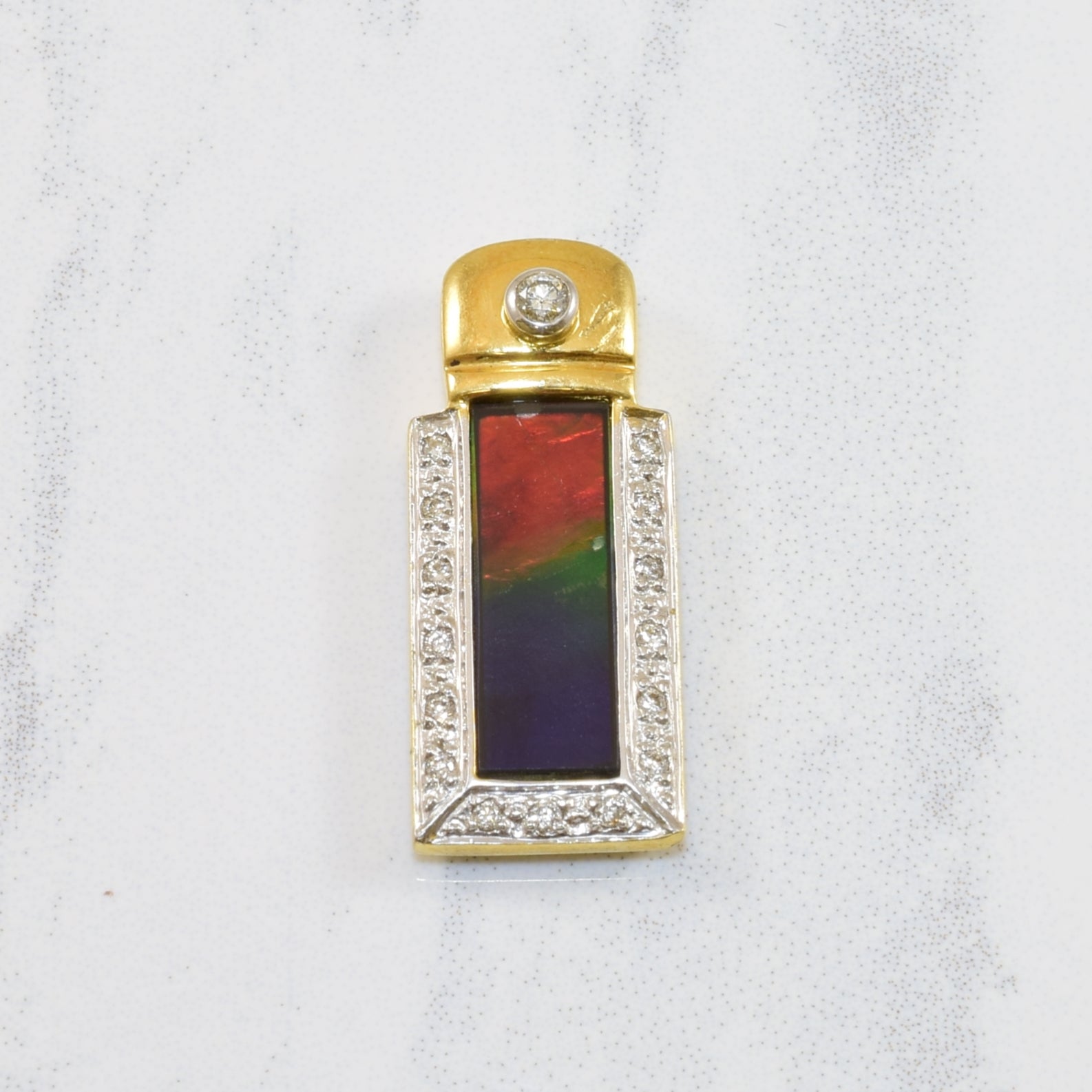Ammolite & Diamond Pendant | 1.50ct, 0.12ctw |