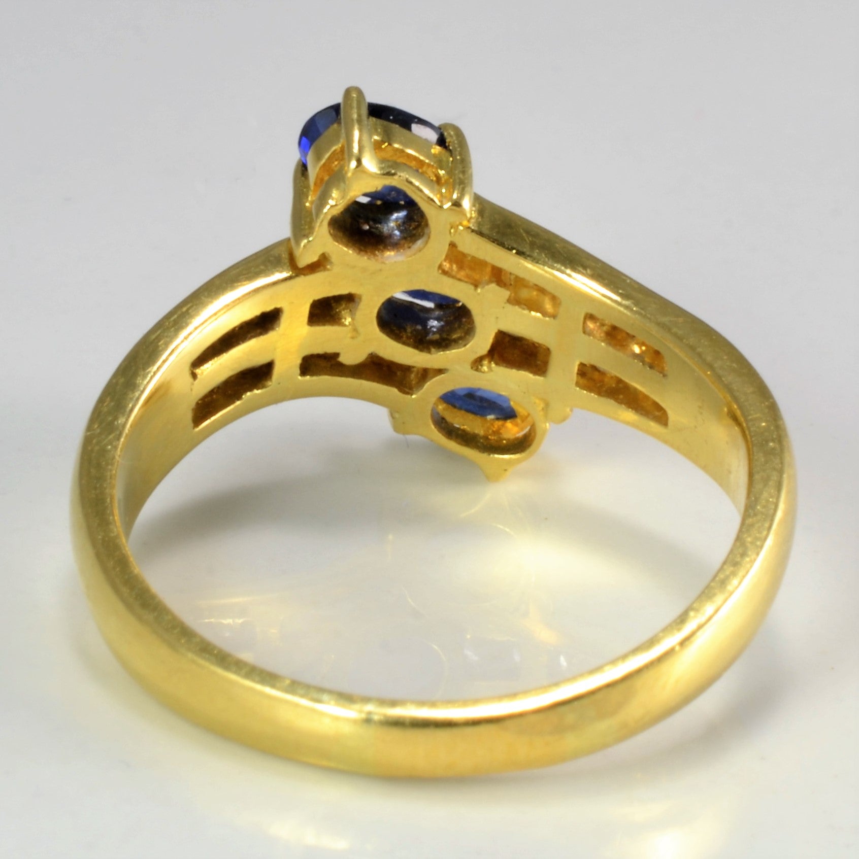 Three Stone Sapphire & Channel Diamond Ring | 0.26 ctw, SZ 7.25 |