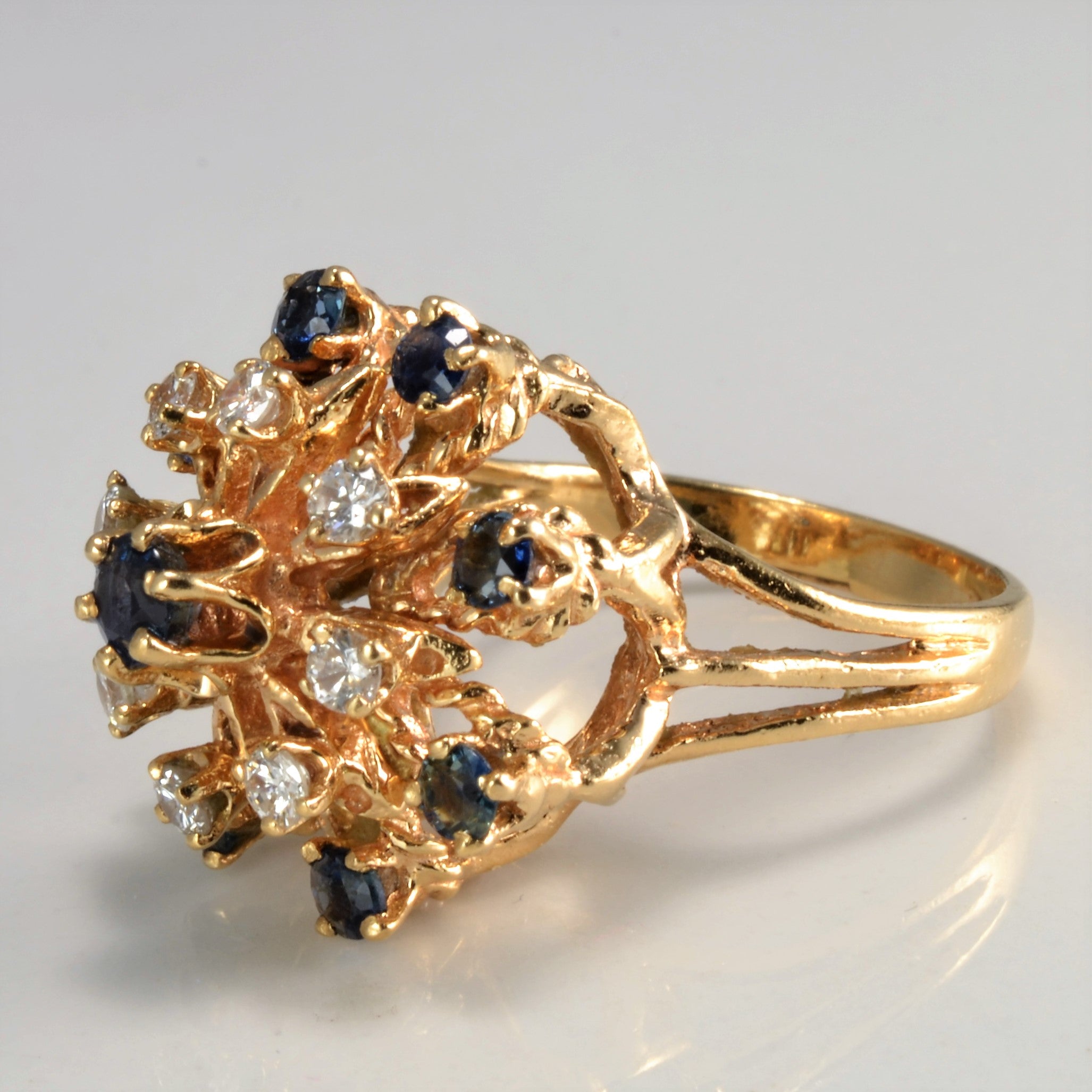 High Set Diamond & Sapphire Ring | 0.36 ctw, SZ 6.5 |