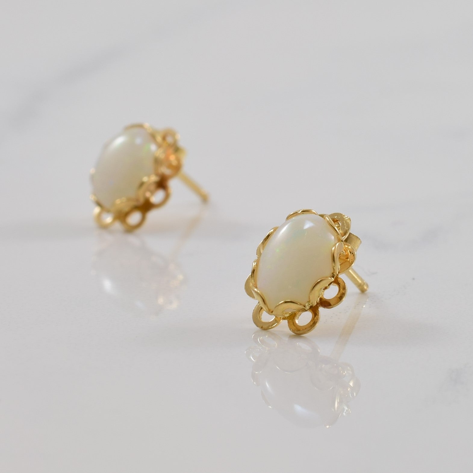 Opal Flower Halo Stud Earrings | 1.00ct |