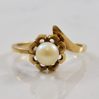 Floral Pearl Bypass Ring | 1.00ct | SZ 6 |