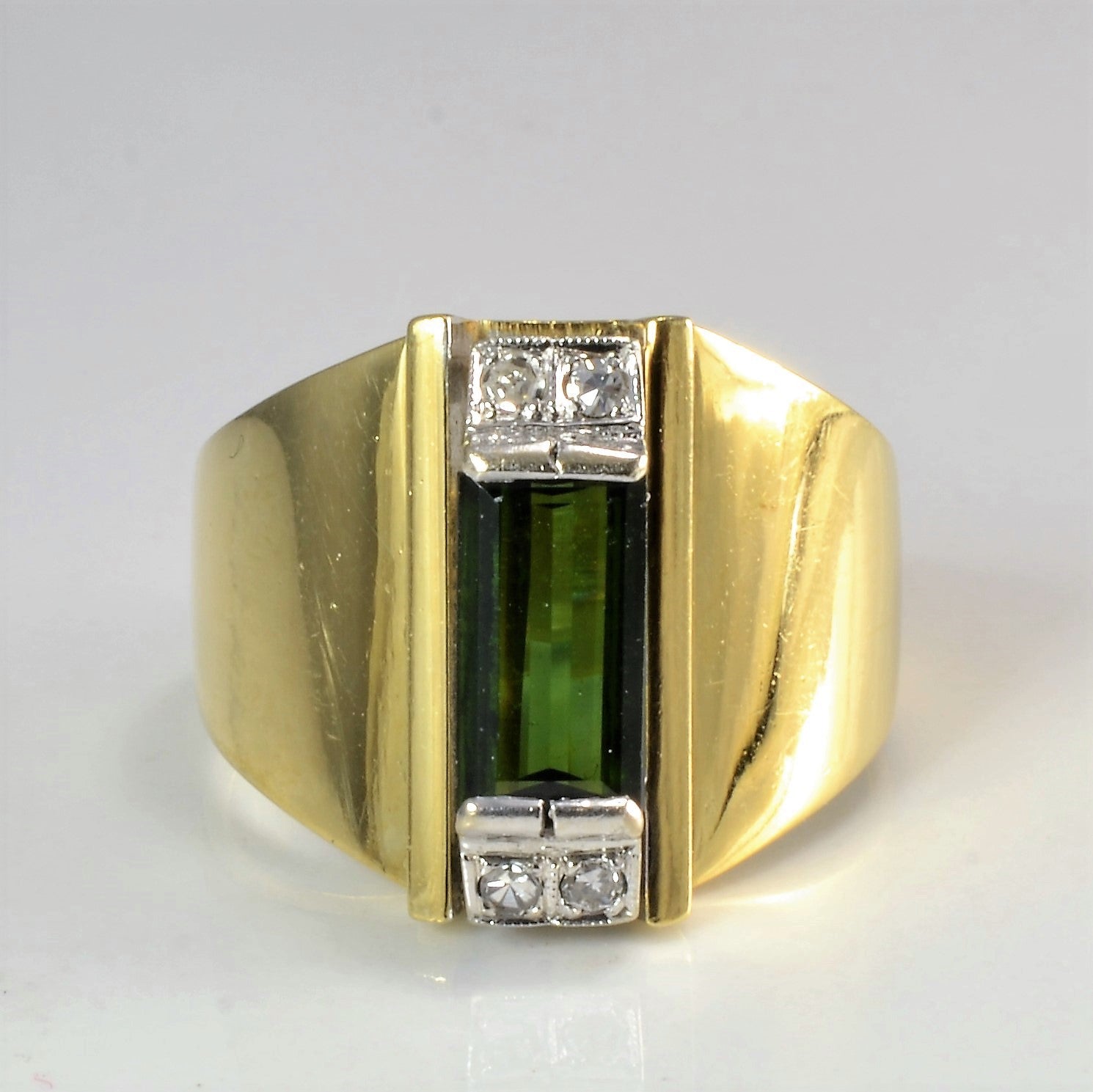 Semi Bezel Tourmaline & Diamond Ring | 0.06 ctw, SZ 8 |