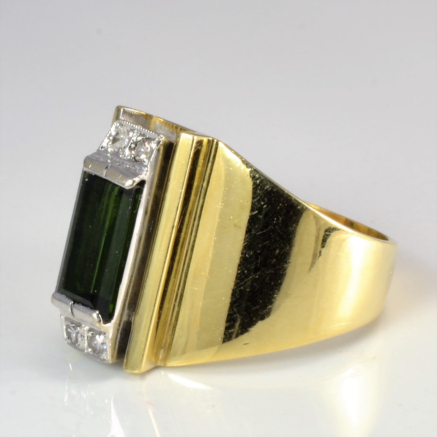 Semi Bezel Tourmaline & Diamond Ring | 0.06 ctw, SZ 8 |