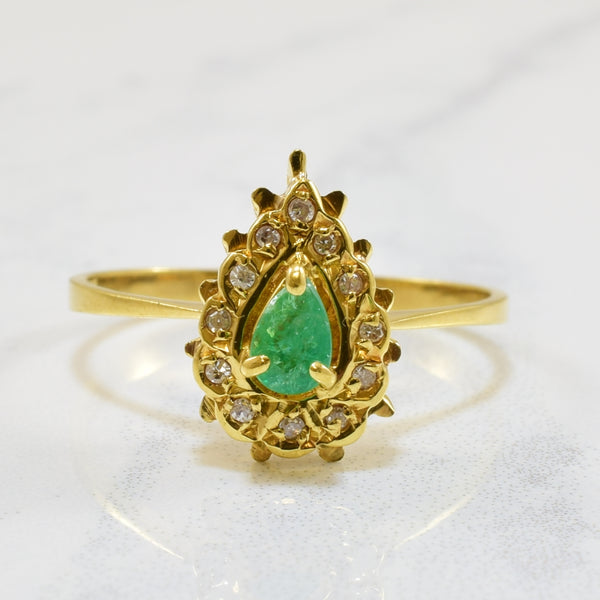 Emerald & Diamond Cocktail Ring | 0.24ct, 0.05ctw | SZ 9 |