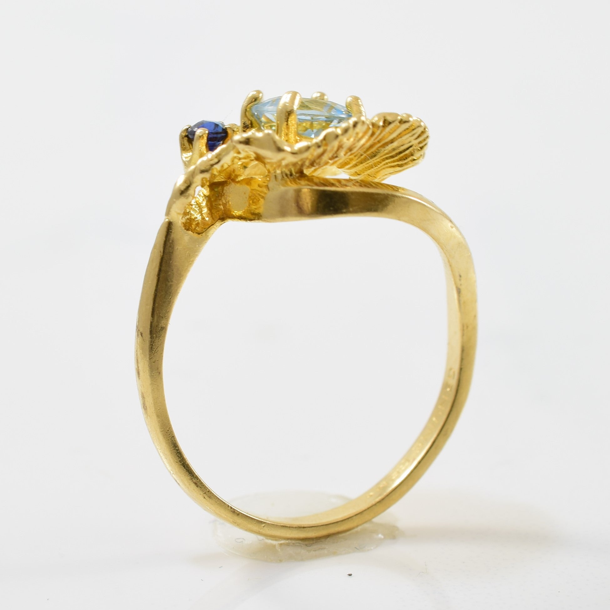 Unique Aquamarine & Blue Sapphire Ring | 0.05ct, 0.75ct | SZ 7.5 |