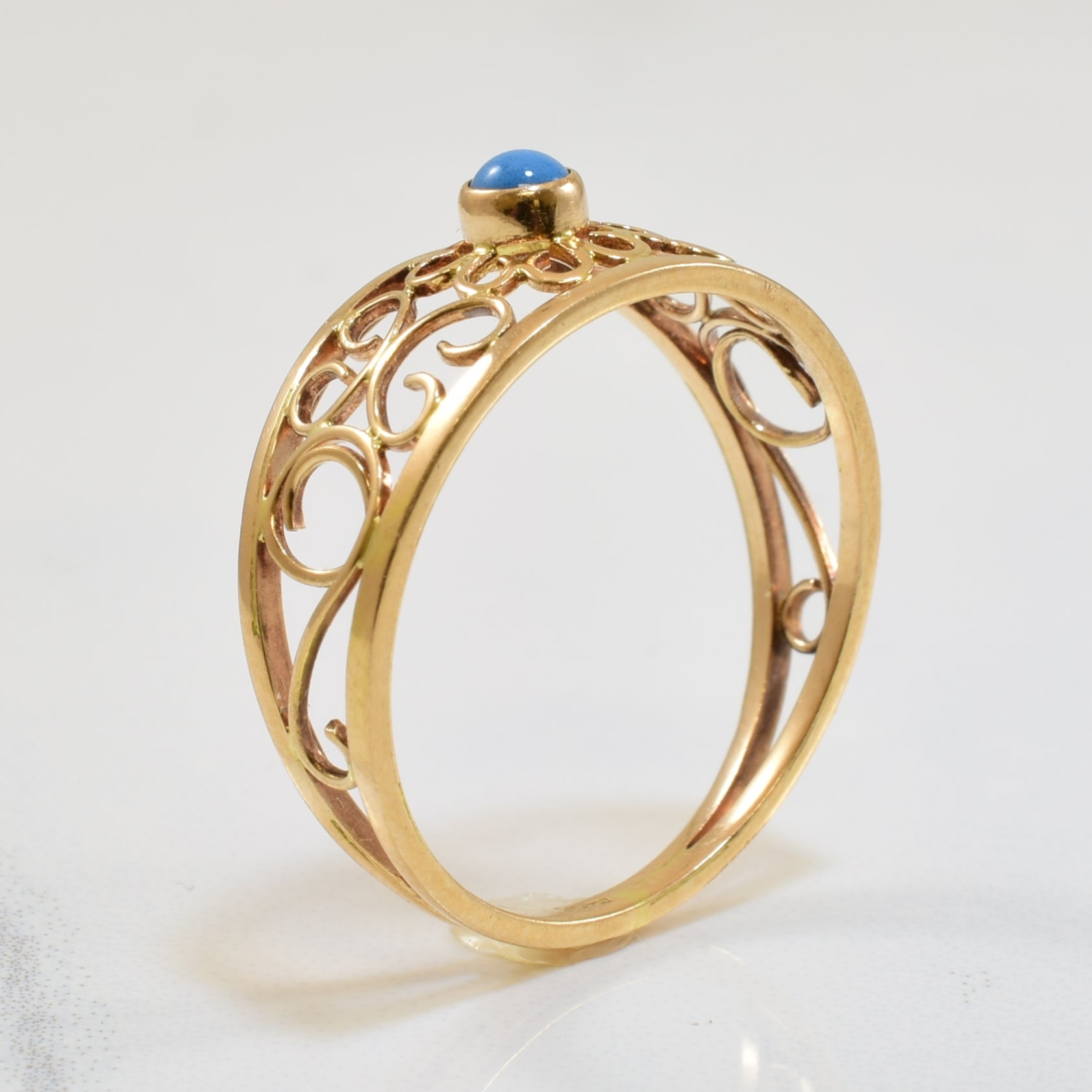 Created Turquoise Filigree Ring | 0.10ct | SZ 8.5 |