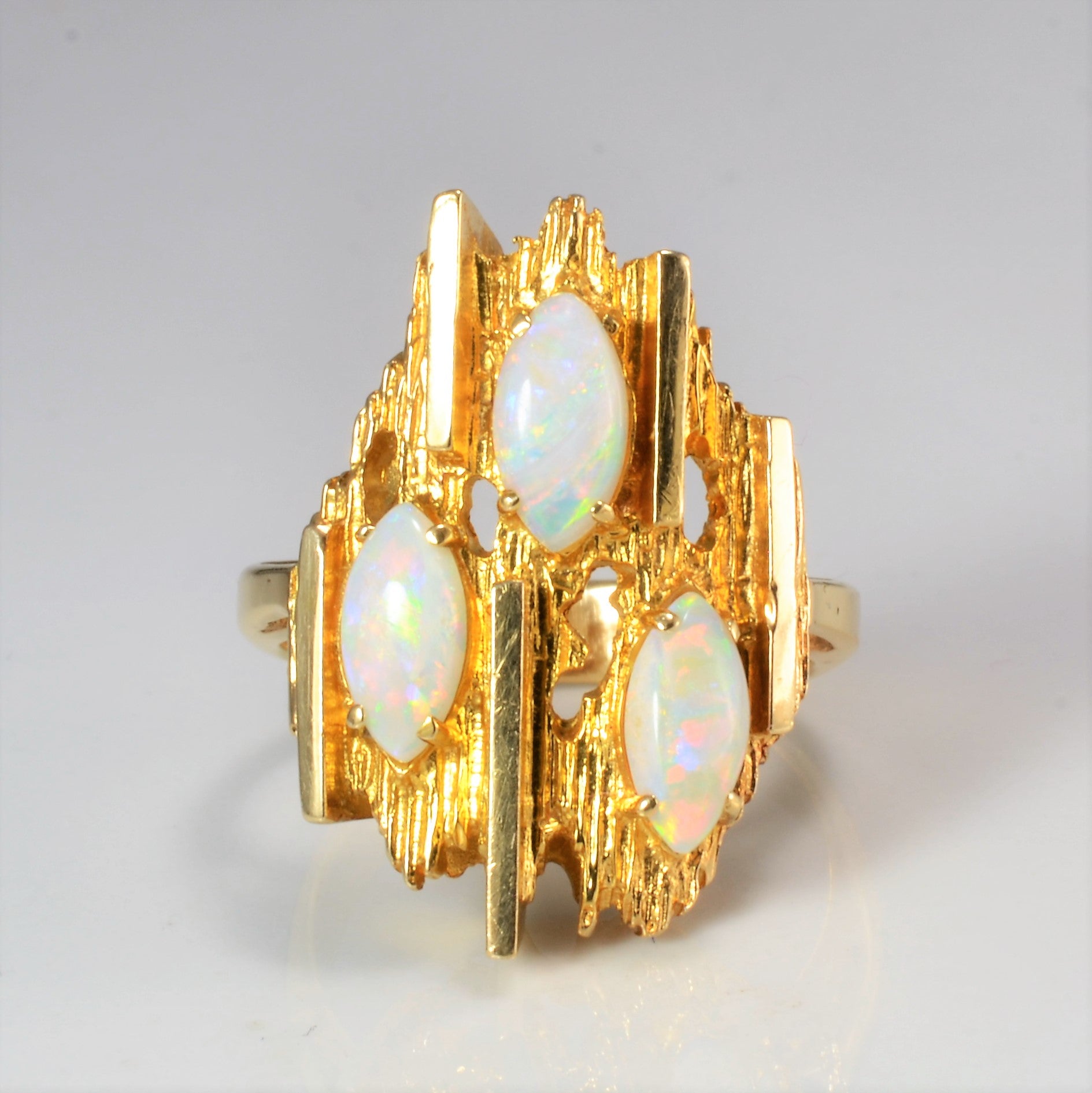 Three Stone Opal Textured Ring | SZ 7.25 |