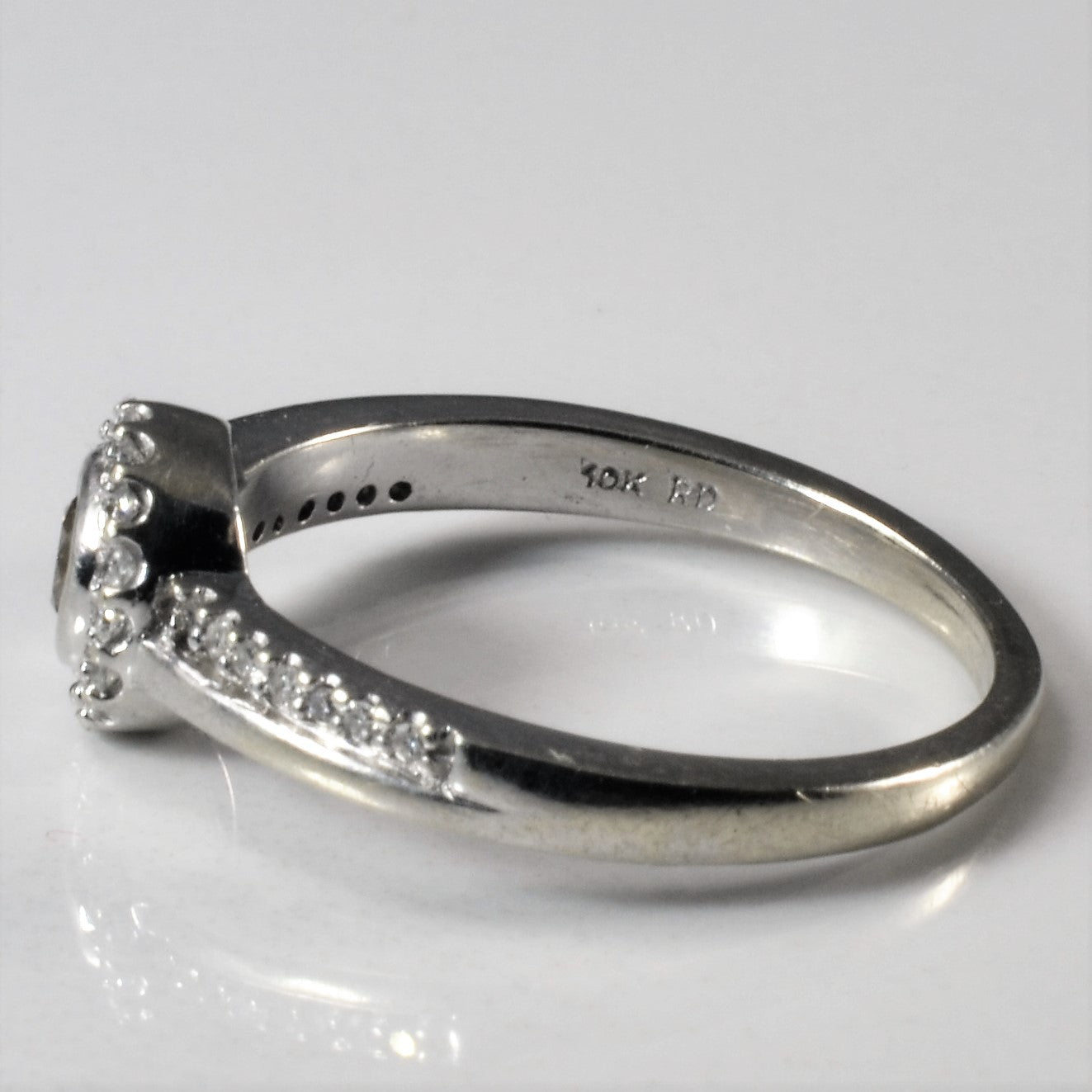 Bezel Set Diamond Halo Engagement Ring | 0.35ctw | SZ 6.75 |