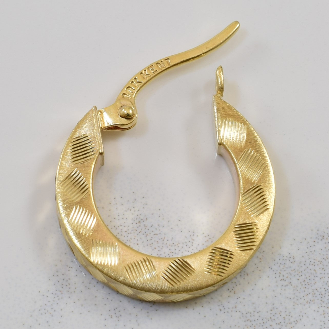 Textured Yellow Gold Hoops |