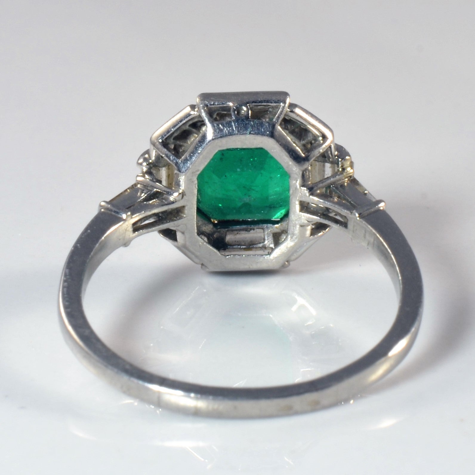 Art Deco Asscher Cut Emerald Ring | 2.15ct, 0.46ctw | SZ 8 |