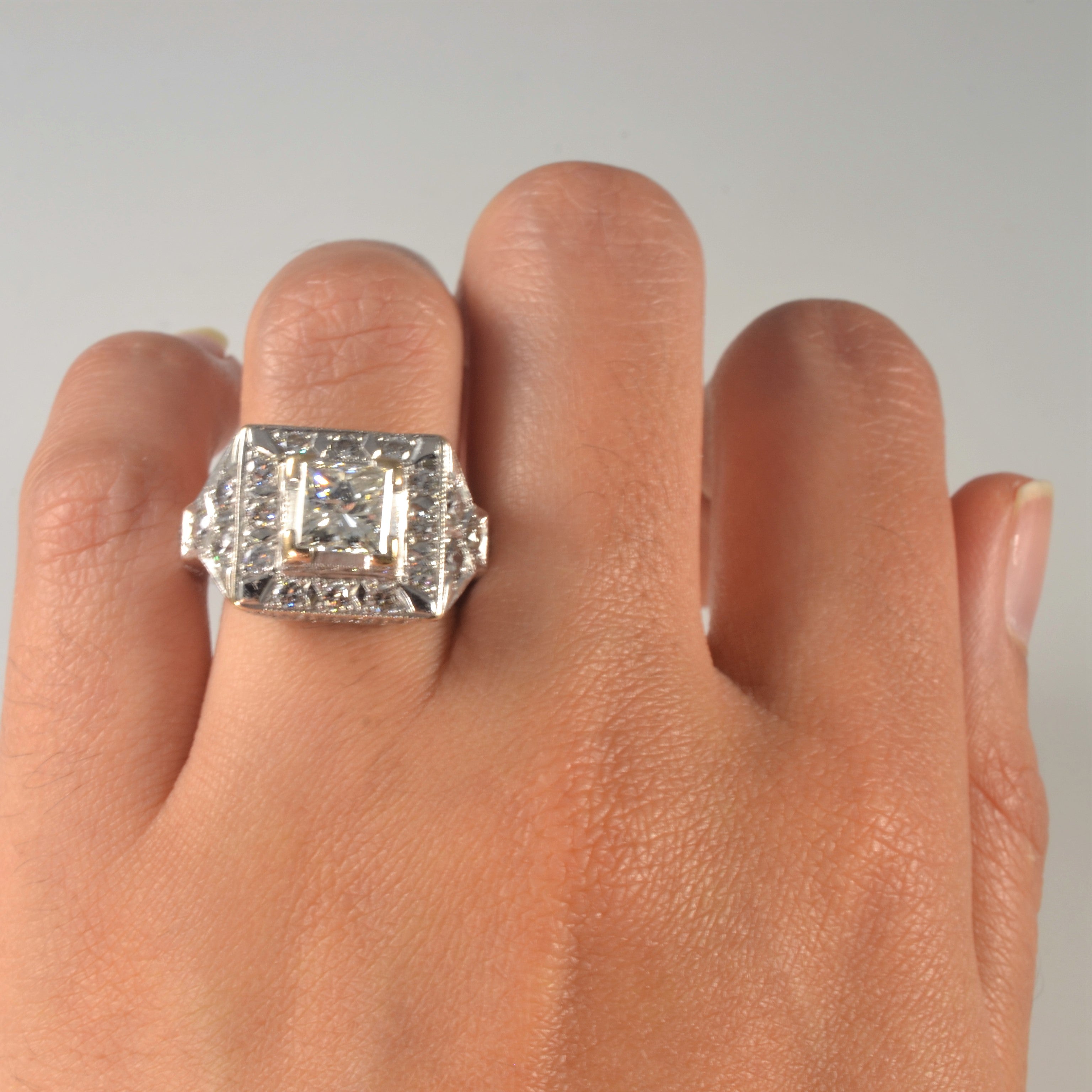 Unique Princess Halo Diamond Engagement Ring | 2.58ctw | SZ 6.75 |