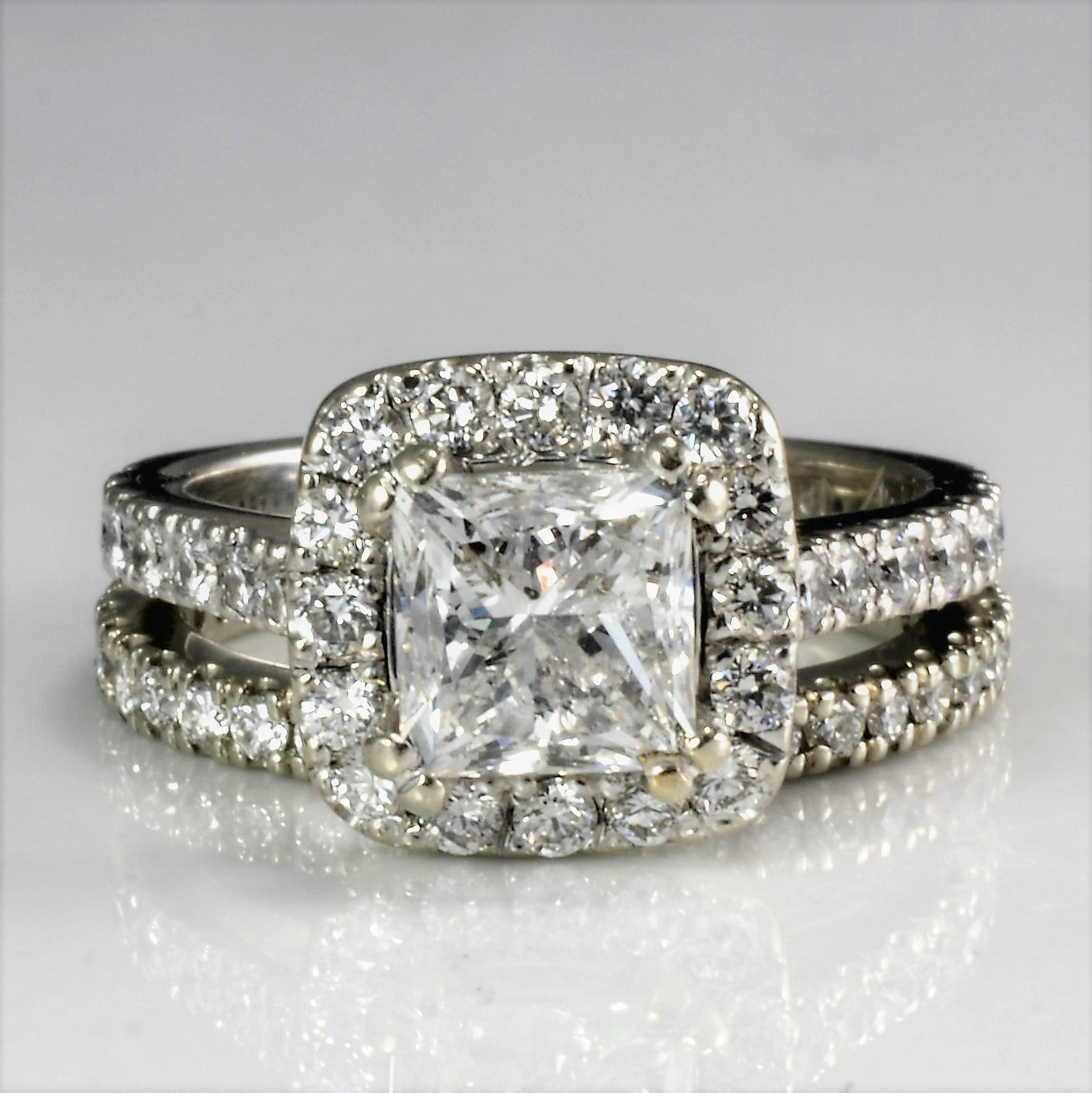 Princess Halo Diamond Wedding Set | 1.68 ctw, SZ 3 |