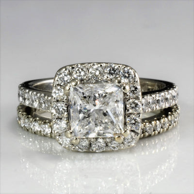 Princess Halo Diamond Wedding Set | 1.68 ctw, SZ 3 |