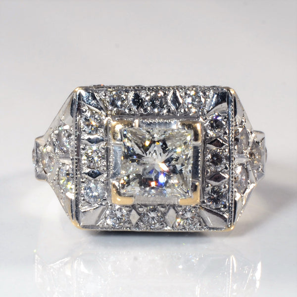 Unique Princess Halo Diamond Engagement Ring | 2.58ctw | SZ 6.75 |