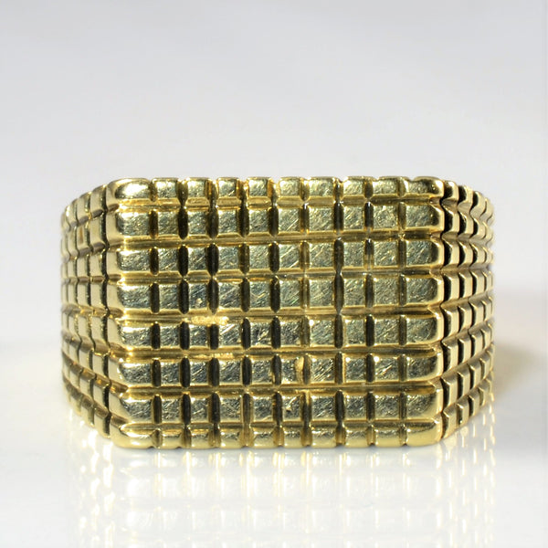 Grid Textured Wide Gold Ring | SZ 10 |
