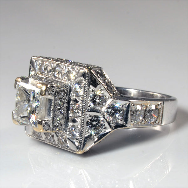 Unique Princess Halo Diamond Engagement Ring | 2.58ctw | SZ 6.75 |