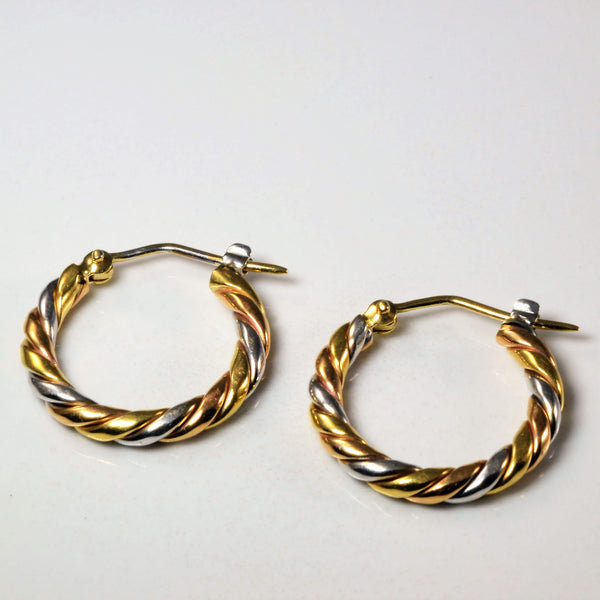 Tri Tone Gold Hoop Earrings |