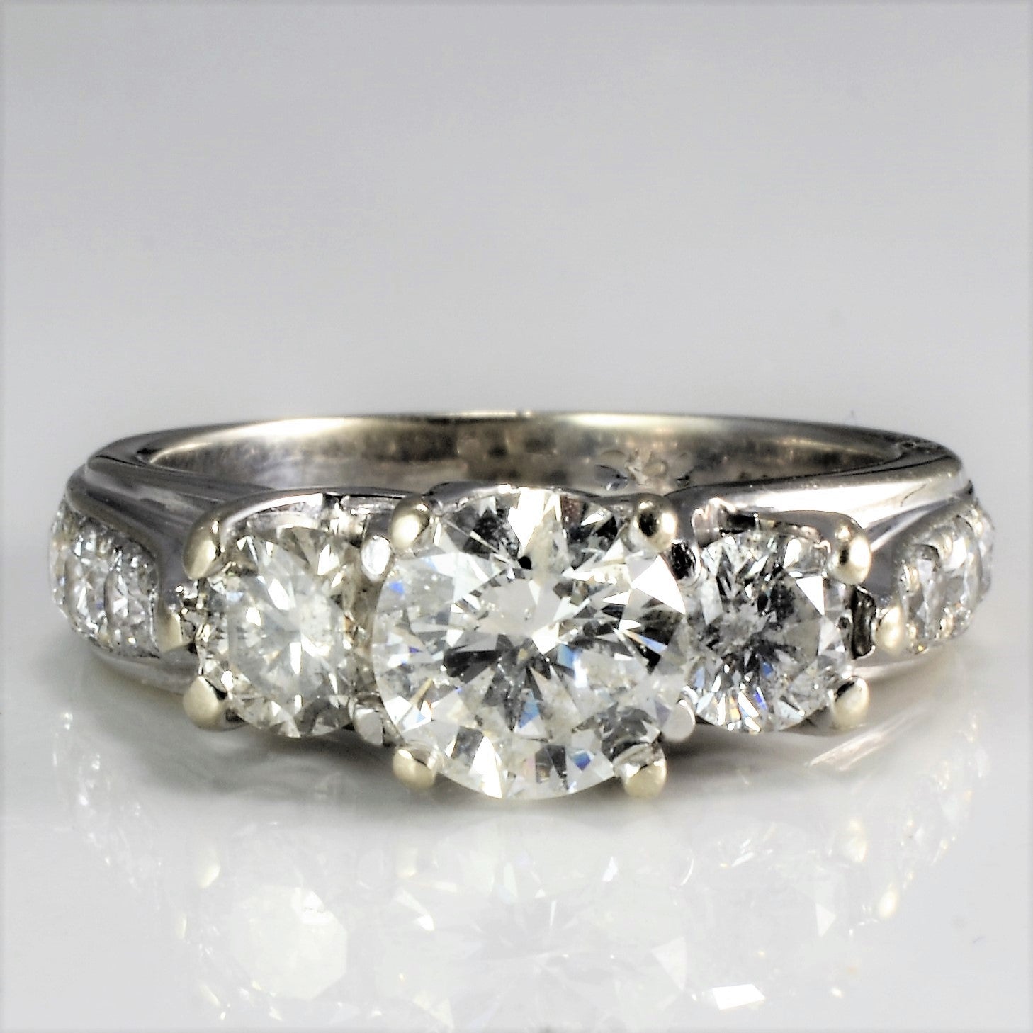 Three Stone Diamond & Accents Ladies Engagement Ring | 1.27 ctw, SZ 3 |