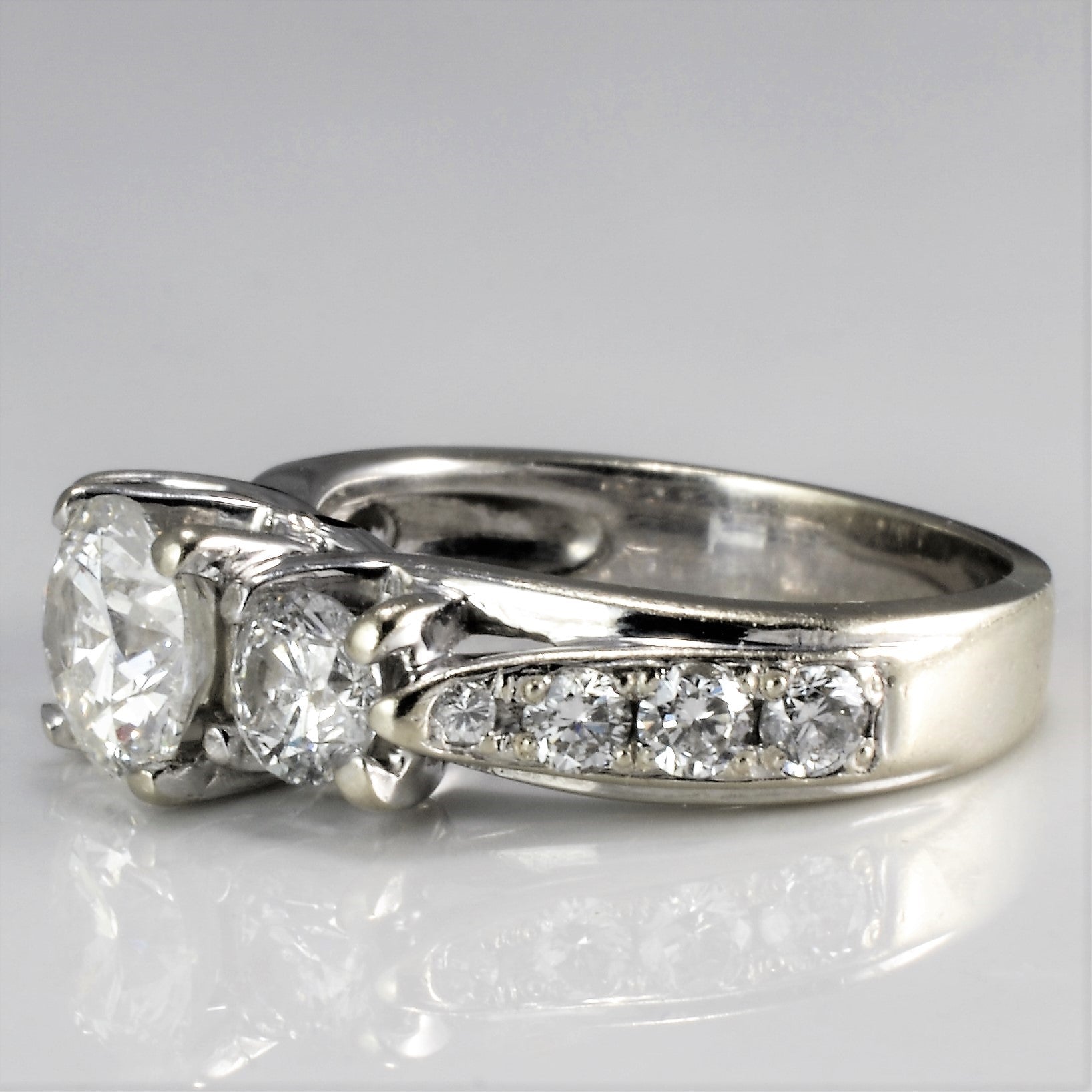 Three Stone Diamond & Accents Ladies Engagement Ring | 1.27 ctw, SZ 3 |