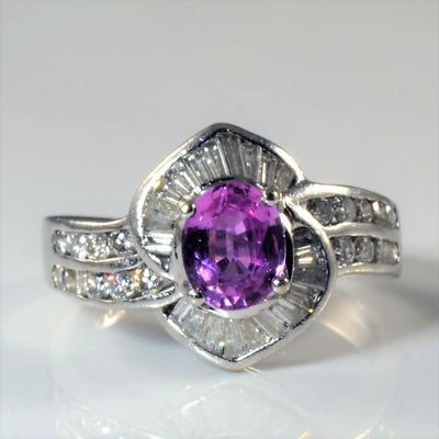 Pink Sapphire & Diamond Bypass Ring | 0.99ct, 0.75ctw | SZ 6.5 |