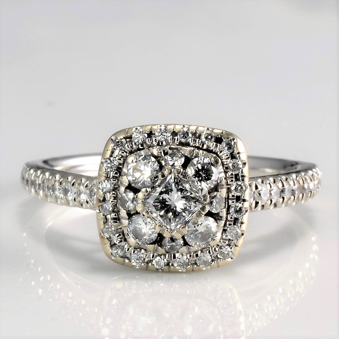 Cathedral Set Cluster Diamond Engagement Ring | 0.48 ctw, SZ 6.5 |