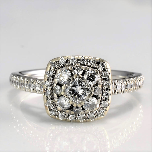 Cathedral Set Cluster Diamond Engagement Ring | 0.48 ctw, SZ 6.5 |