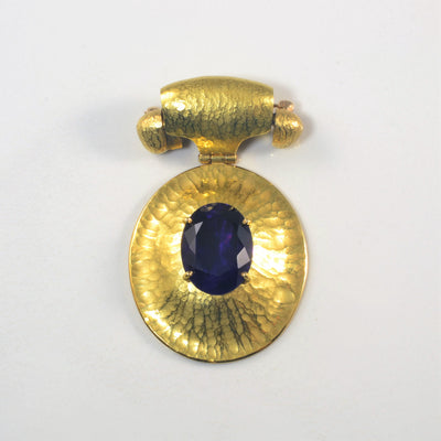 Solitaire Amethyst Gold Pendant/Brooch | 8.35ct |