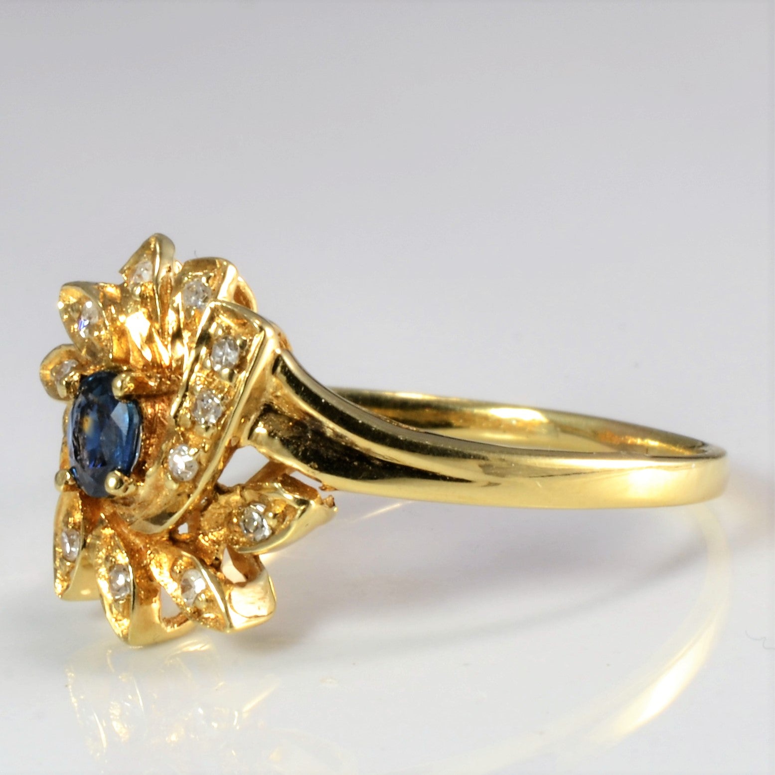 Sapphire & Diamond Cocktail Ring | 0.06 ctw, SZ 7.5 |