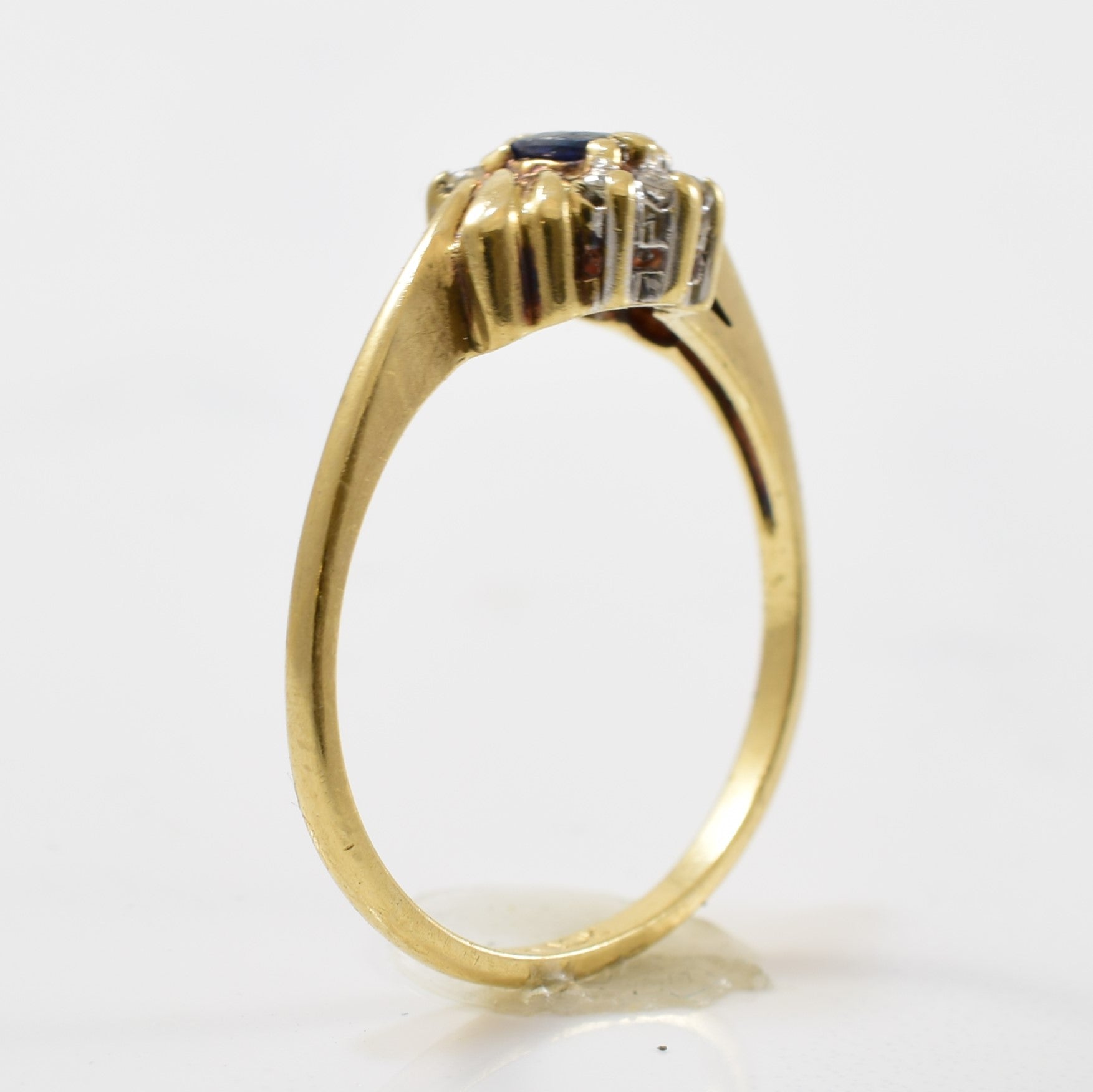 Blue Sapphire & Diamond Bypass Ring | 0.04ctw, 0.20ct | SZ 7 |