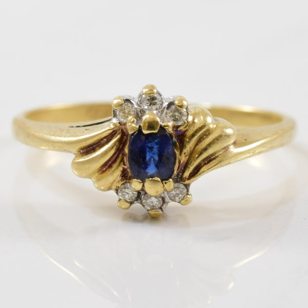 Blue Sapphire & Diamond Bypass Ring | 0.04ctw, 0.20ct | SZ 7 |