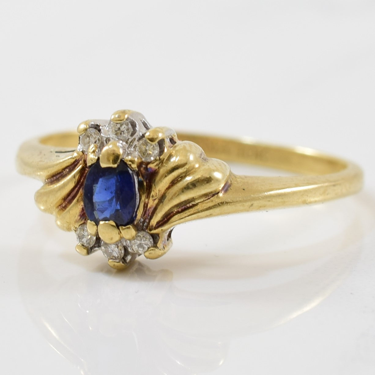 Blue Sapphire & Diamond Bypass Ring | 0.04ctw, 0.20ct | SZ 7 |