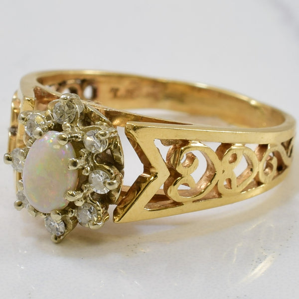 Opal & Diamond Cathedral Ring | 0.30ct, 0.16ctw | SZ 9.25 |