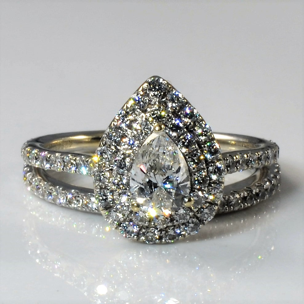 Michael Hill' Pear Cut Double Halo Diamond Wedding Set | 1.57ctw | SZ 6.5 |