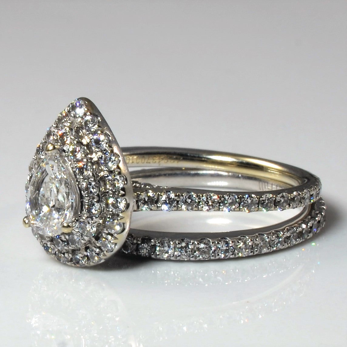 Michael Hill' Pear Cut Double Halo Diamond Wedding Set | 1.57ctw | SZ 6.5 |