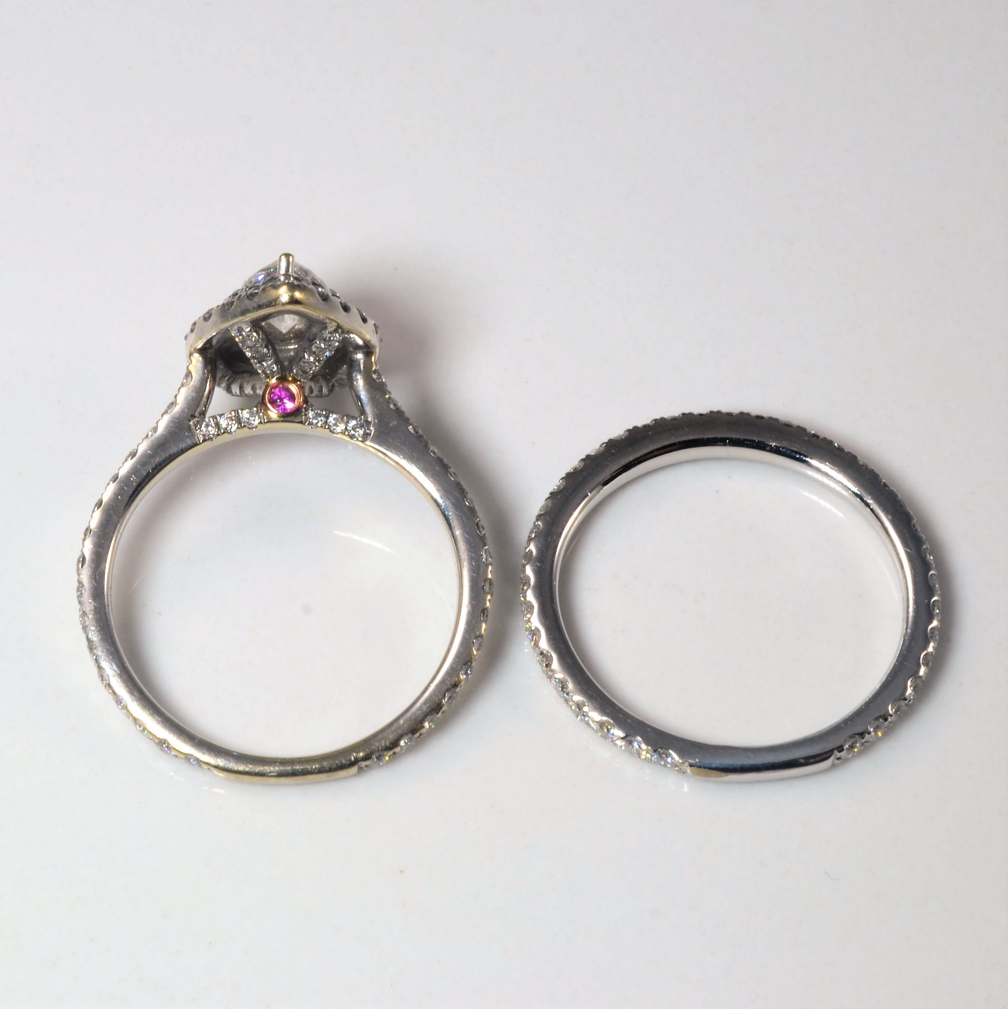 Michael Hill' Pear Cut Double Halo Diamond Wedding Set | 1.57ctw | SZ 6.5 |