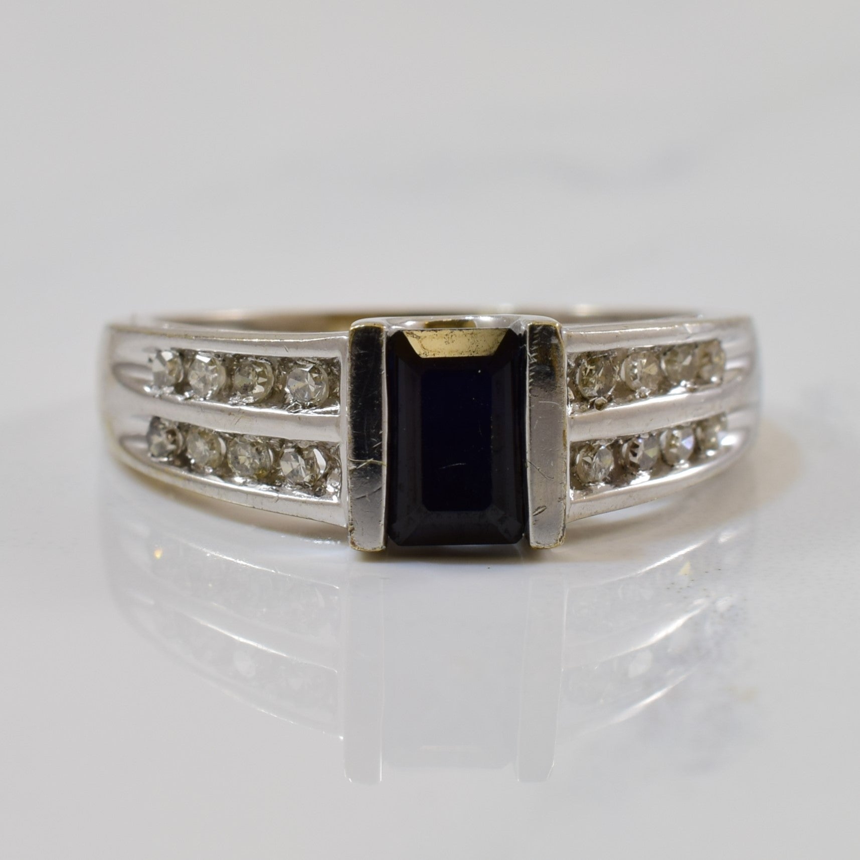 Blue Sapphire & Diamond Ring | 0.70ct, 0.16ctw | SZ 6 |