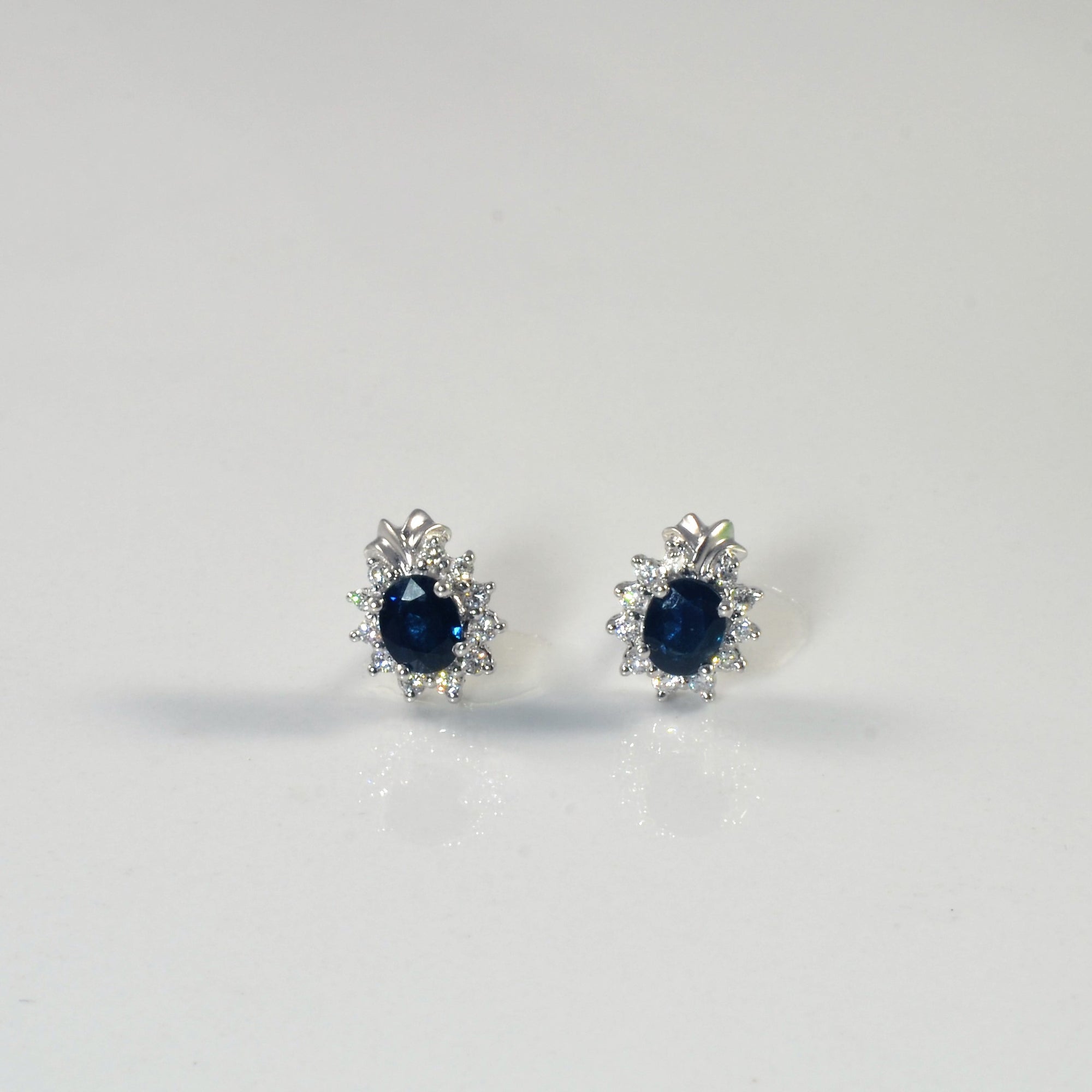 Sapphire & Diamond Stud Earrings | 0.80ctw, 0.11ctw |