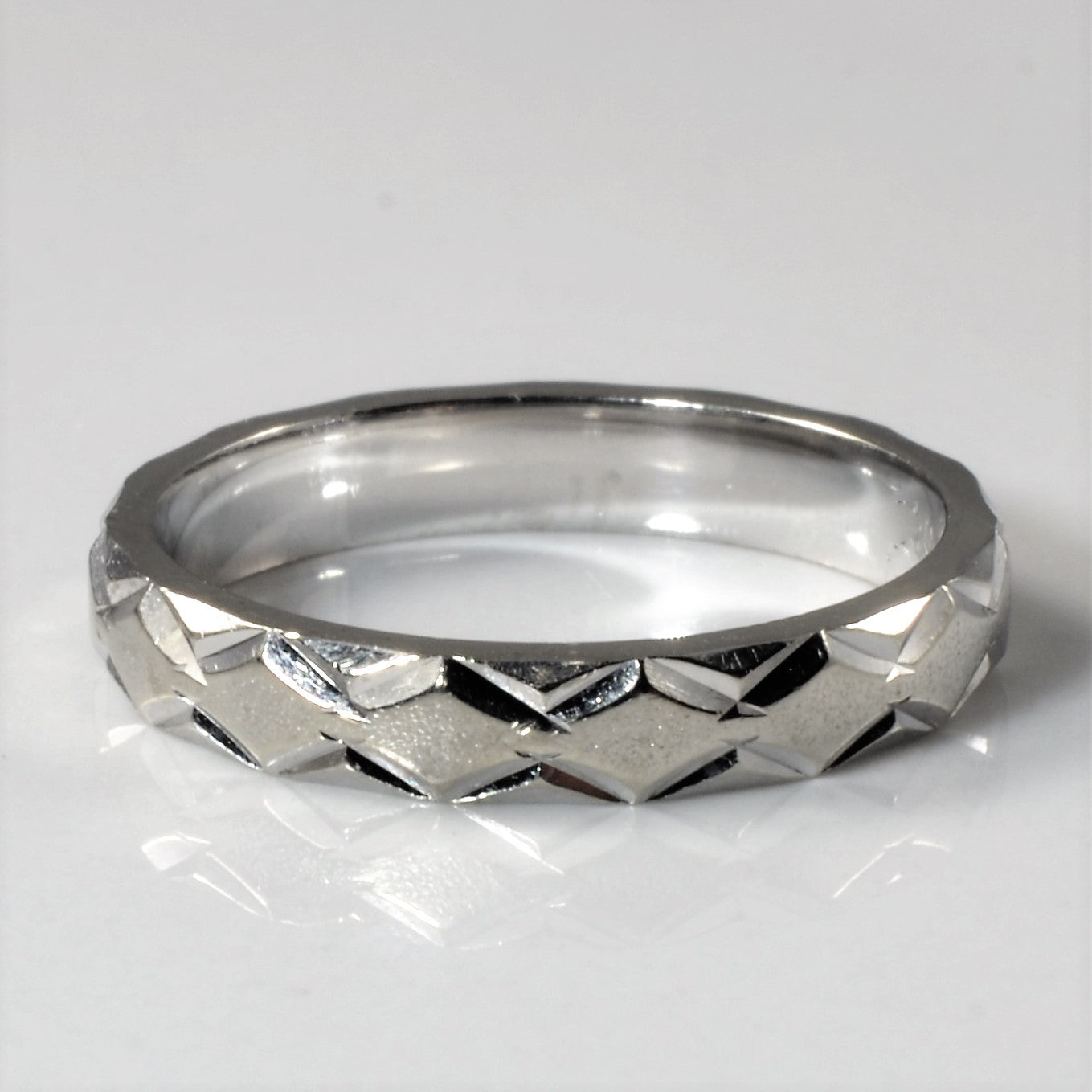 Textured White Gold Band | SZ 5 |