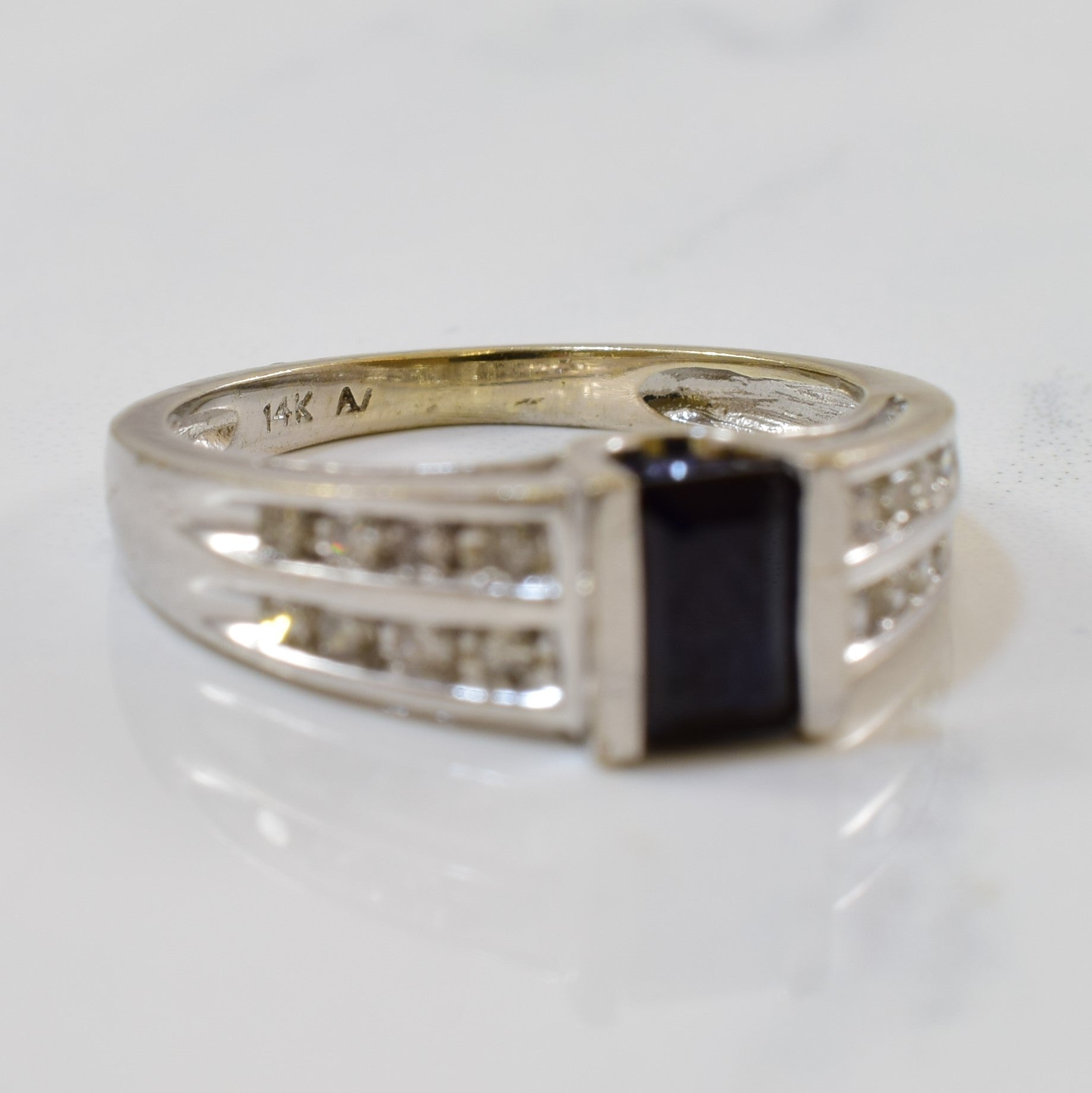 Blue Sapphire & Diamond Ring | 0.70ct, 0.16ctw | SZ 6 |