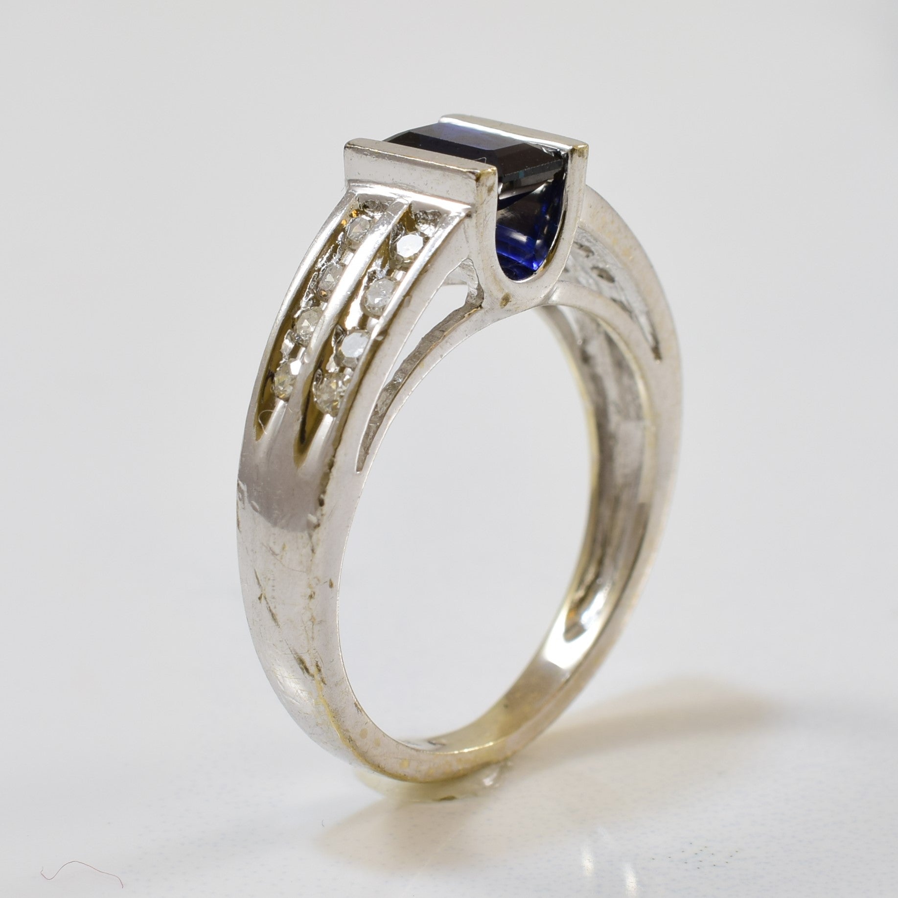 Blue Sapphire & Diamond Ring | 0.70ct, 0.16ctw | SZ 6 |