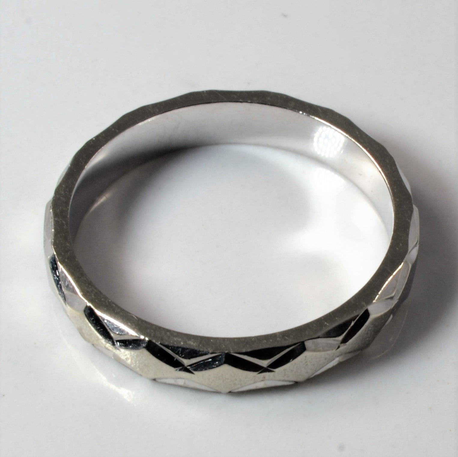 Textured White Gold Band | SZ 5 |