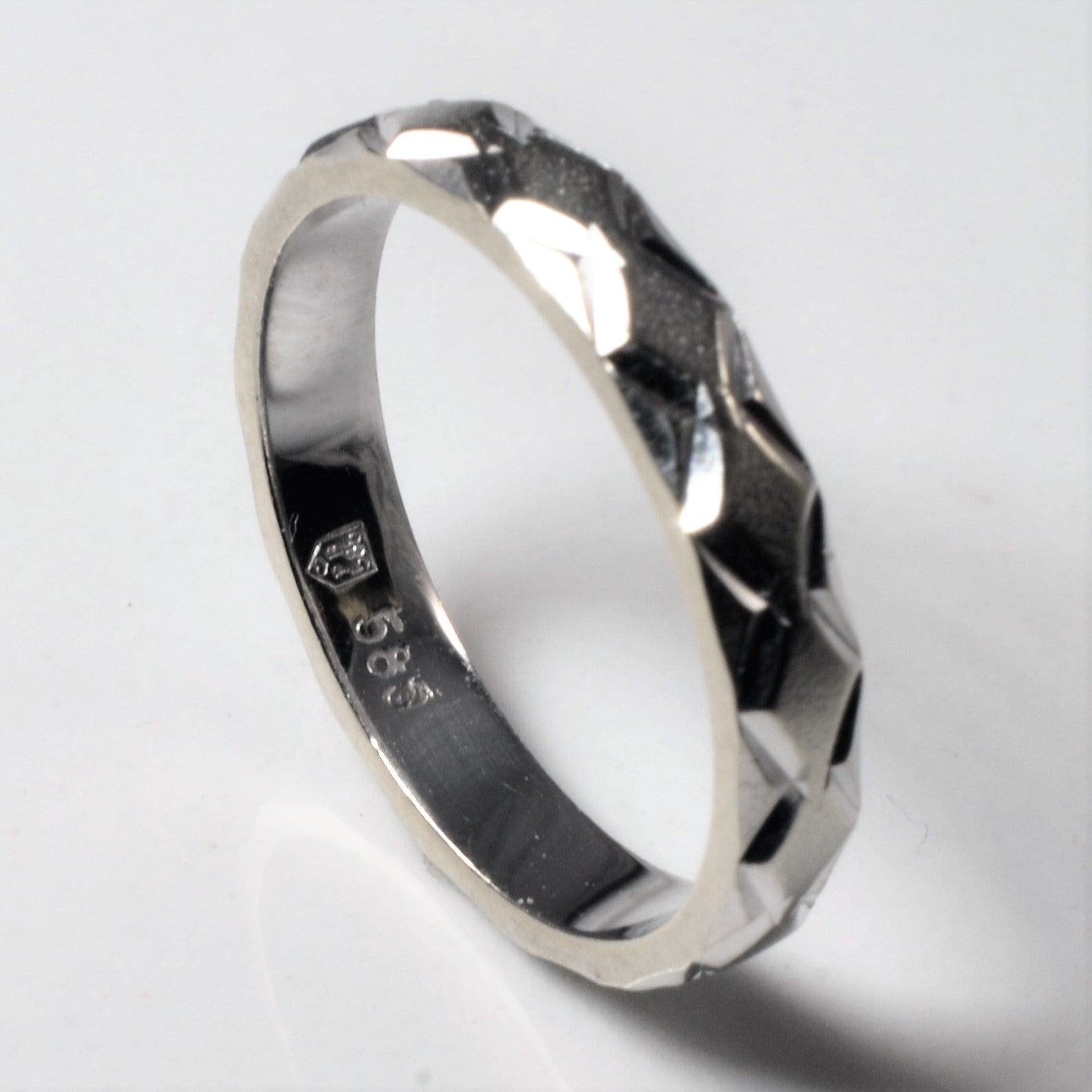 Textured White Gold Band | SZ 5 |