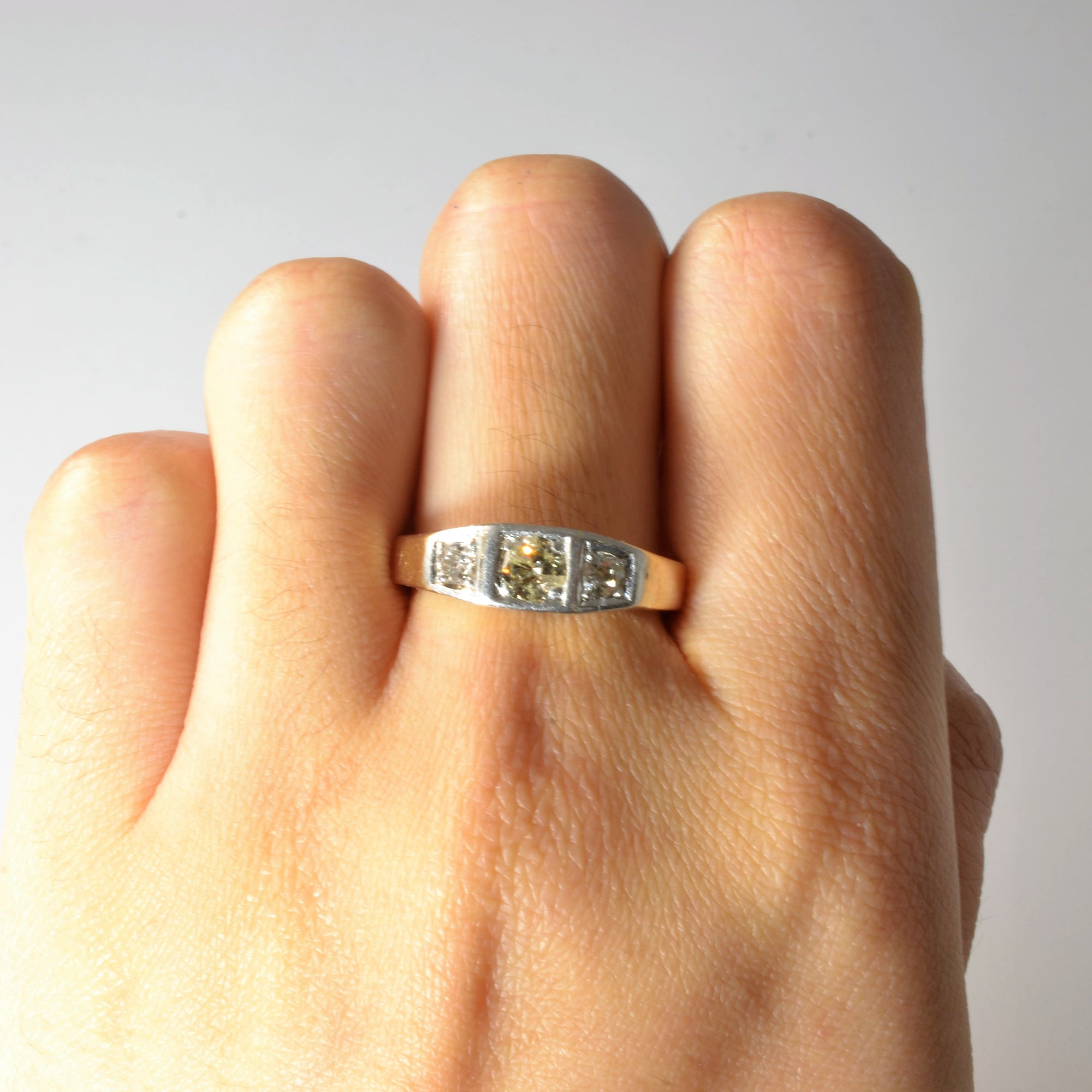 Art Deco Era Three Stone Diamond Ring | 0.60ct | SZ 8 |