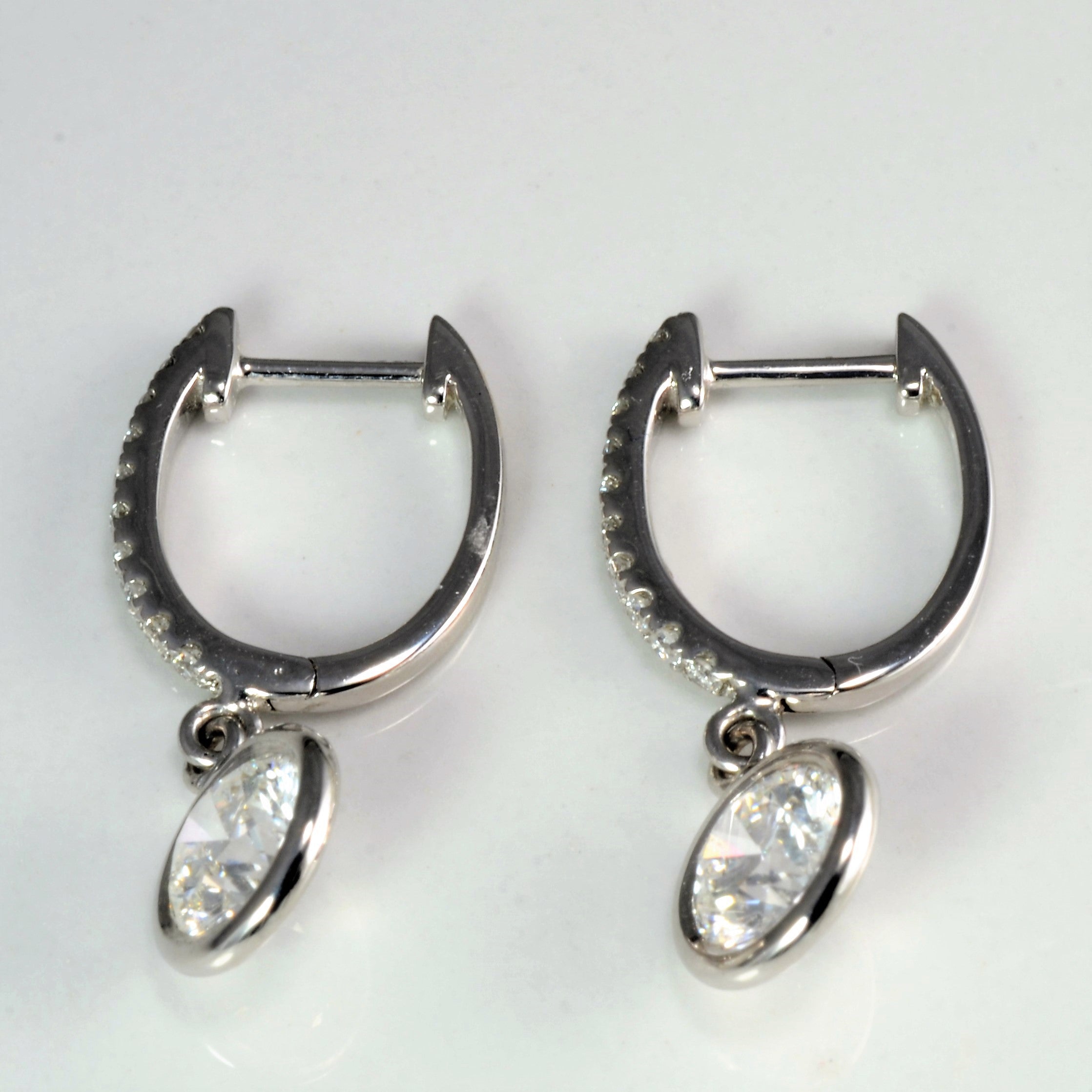 Bezel Set Diamond Drop Huggie Earrings | 1.70 ctw |