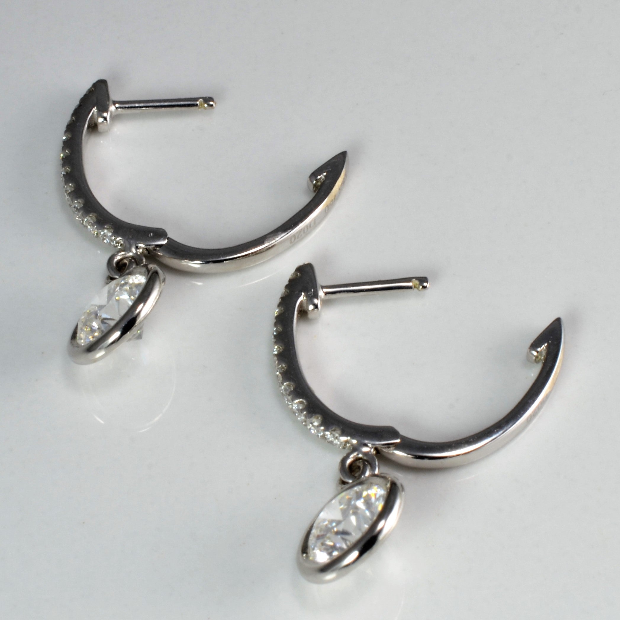 Bezel Set Diamond Drop Huggie Earrings | 1.70 ctw |