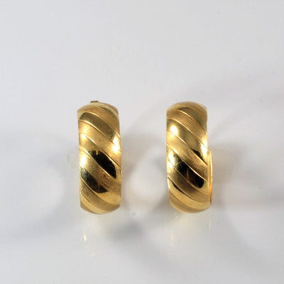 Yellow Gold Textured Hoop Earrings |