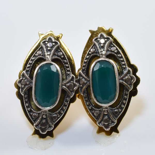 1950s Dyed Onyx French Clip Earrings | 2.00ctw |