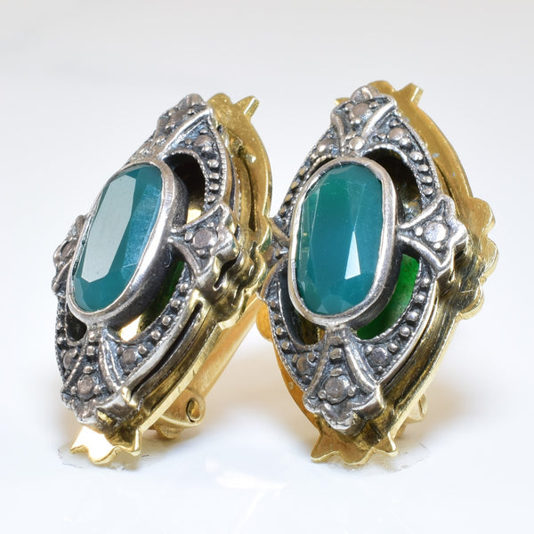 1950s Dyed Onyx French Clip Earrings | 2.00ctw |