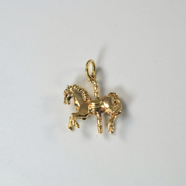 14k Yellow Gold Carousel Horse Pendant |
