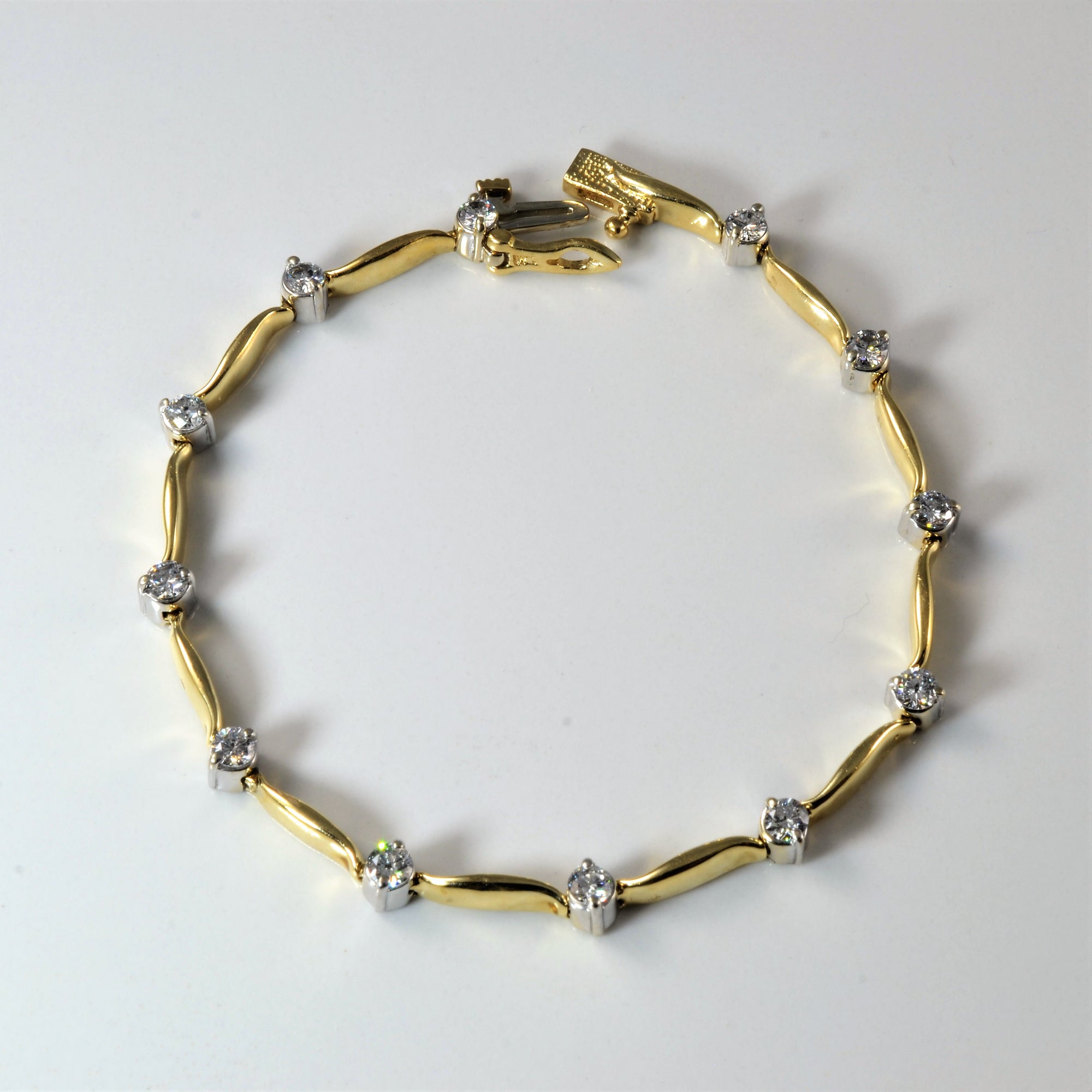 Two Tone Gold Diamond Tennis Bracelet | 1.20ctw | 7